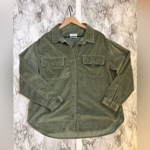 American Eagle Olive Green Corduroy Button-Down Shirt size L 100% cotton